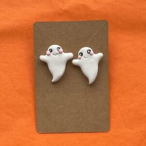Ghost Studs Clay Handmade